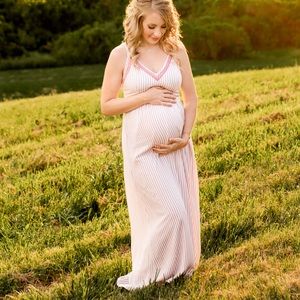 Pink and white striped maxi